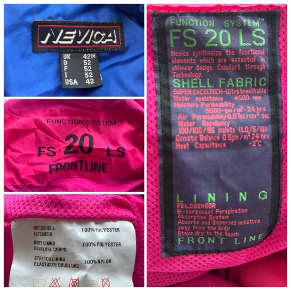 Vintage 80s 90s Nevica Blue & Pink Ski Suit One Piece Snowsuit Snow Bib *Flaws - Picture 8 of 16